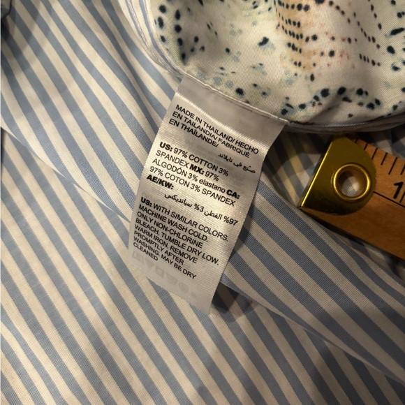 Chico's Light Blue and White Striped Button-Down Shirt - Picture 6 of 9